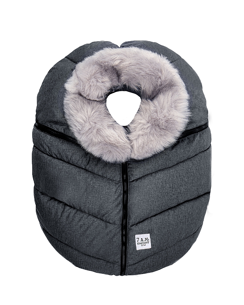 Shop 7am Enfant Car Seat Cocoon Tundra In Dark Heather Grey Faux Fur