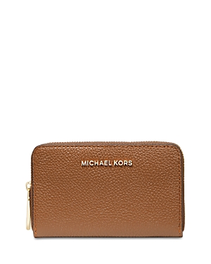 Shop Michael Kors Michael  Jet Set Leather Card Case In Luggage/gold
