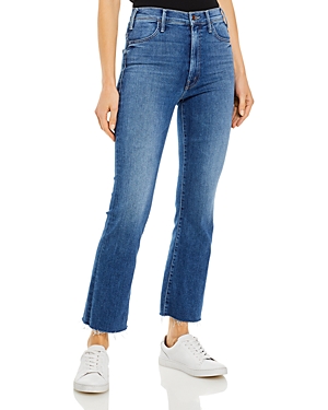 Mother The Hustler Frayed Flare Leg Ankle Jeans in Satisfaction, Guaranteed