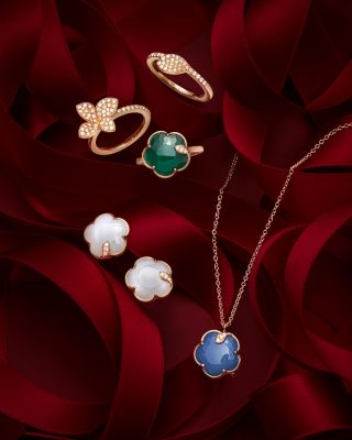 18K Rose Gold Secret Garden Pav&eacute; Diamond Four Petal Flower Ring