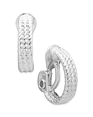 Ralph Lauren Lauren  Rope Detailed Clip On Hoop Earrings In Silver