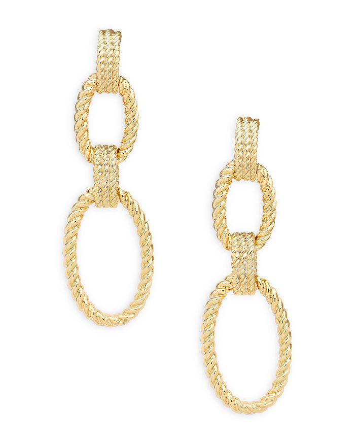 Ralph Lauren Lauren  Rope Detailed Double Drop Earrings In Gold