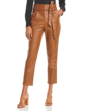 lucy paris faux leather paperbag-waist pants - 100% exclusive