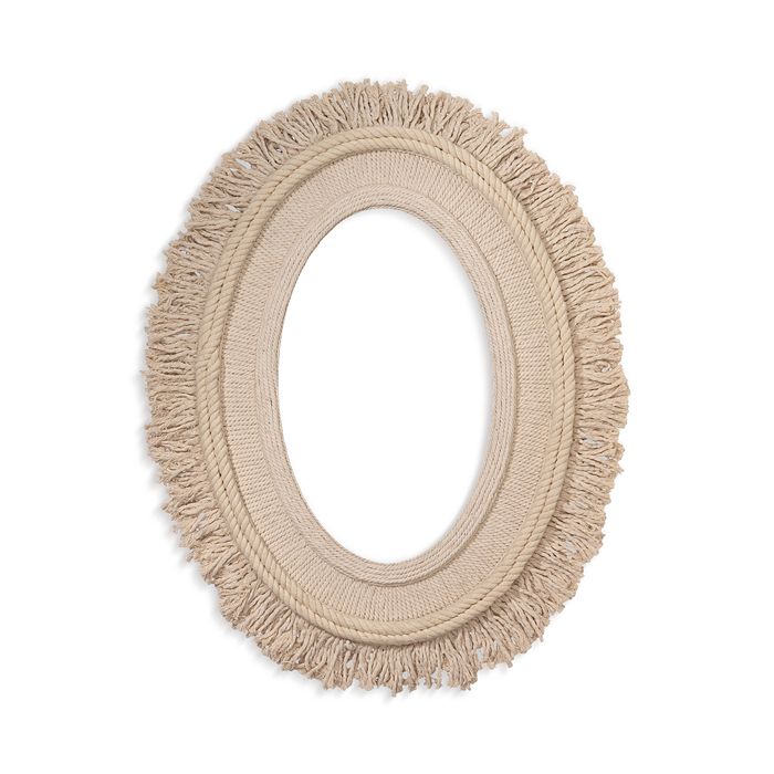Jamie Young Fringe Oval Mirror In Cream