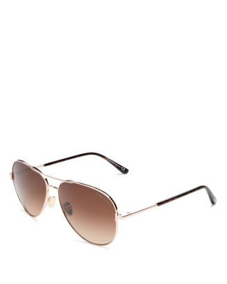 Tom Ford Clark Brow Bar Aviator Sunglasses, 59mm | Bloomingdale's