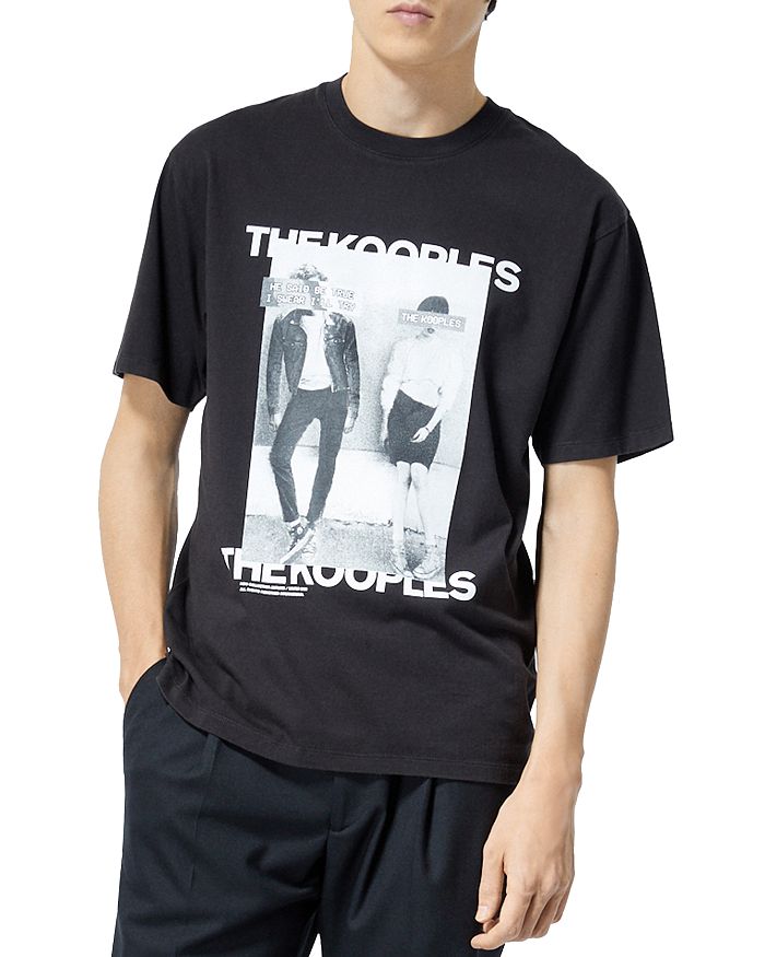 The Kooples Cotton Graphic Logo Tee In Black