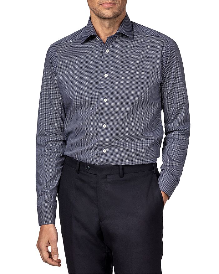 Shop Eton Contemporary Fit Dotted Dress Shirt In Blue