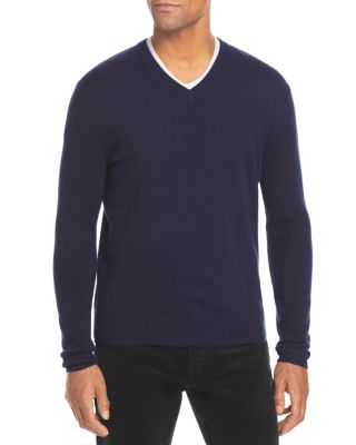 The Men's Store at Bloomingdale's Navy Blue Cashmere V-Neck Sweater - Exclusive
