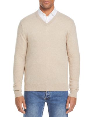 The Men's Store at Bloomingdale's Oatmeal Cashmere V-Neck Sweater - Exclusive