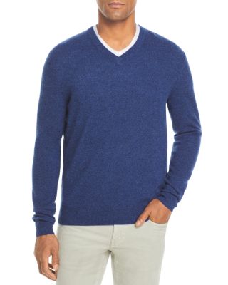 The Men's Store at Bloomingdale's Ocean Blue Cashmere V-Neck Sweater - Exclusive