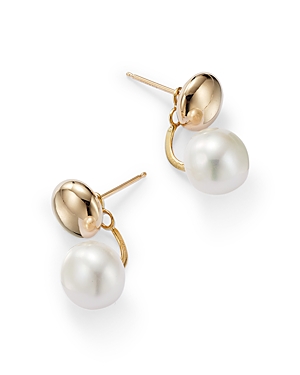 14K Yellow Gold Ear Jackets with Cultured Freshwater Pearls