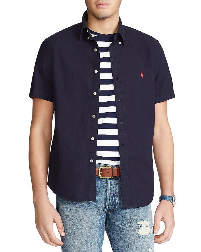 Polo Ralph Lauren Classic Fit Short Sleeve Oxford Shirt In Navy