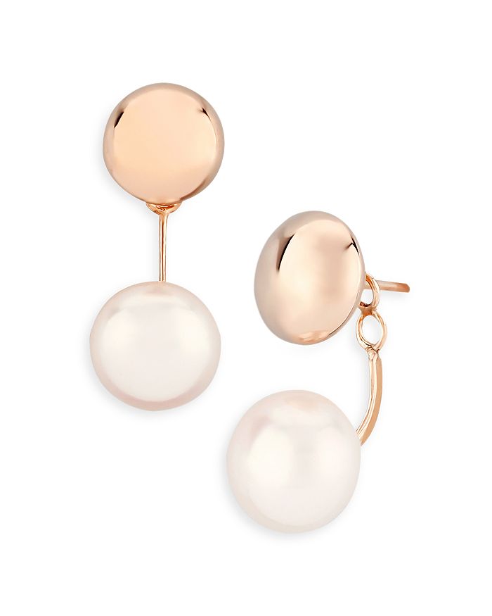 Bloomingdale's Cultured Freshwater Pearl Front-to-back Drop Earrings In 14k Rose Gold - 100% Exclusive In White/rose