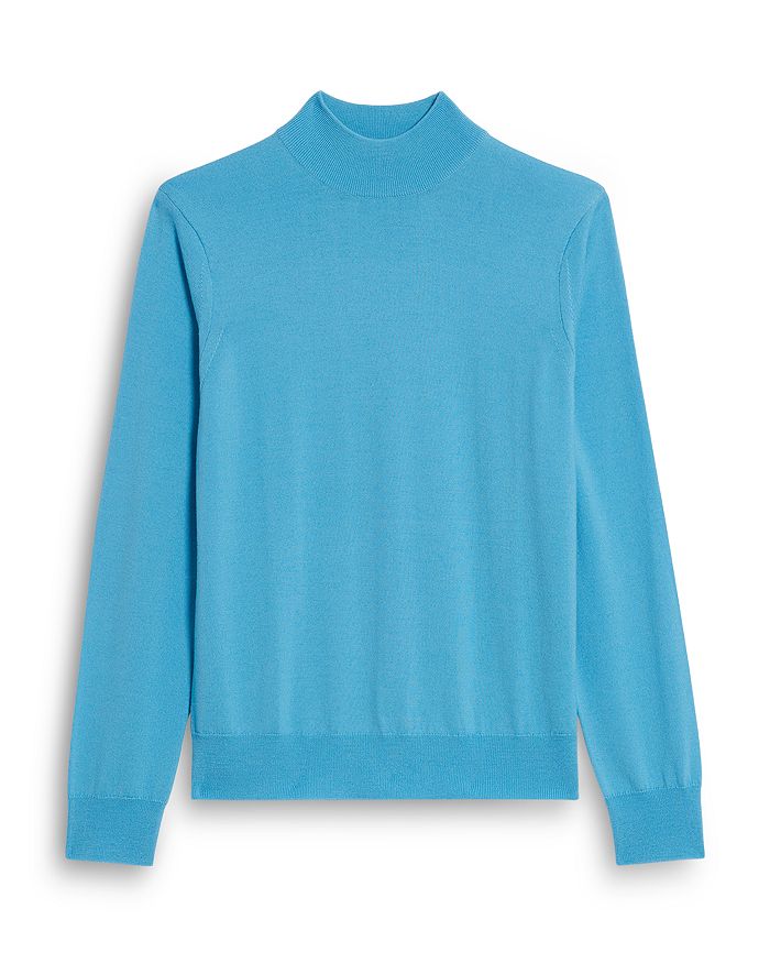 Sandro Mock Neck Ribbed-knit Wool Sweater In Pastel Blue