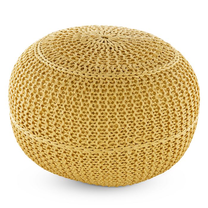 Surya Dita Knit Outdoor-safe Pouf In Butter