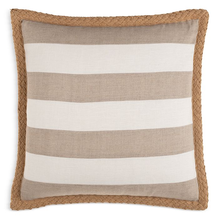 Surya Warrick Striped Linen Decorative Pillow, 18 X 18 In Ivory