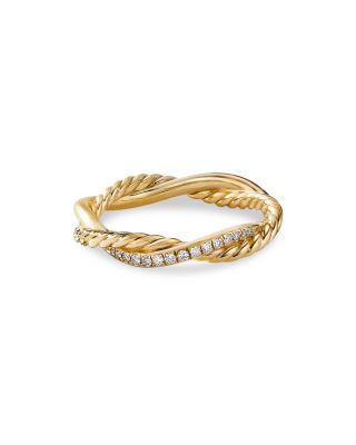 David Yurman - 18K Yellow Gold Petite Infinity Twisted Ring with Diamonds