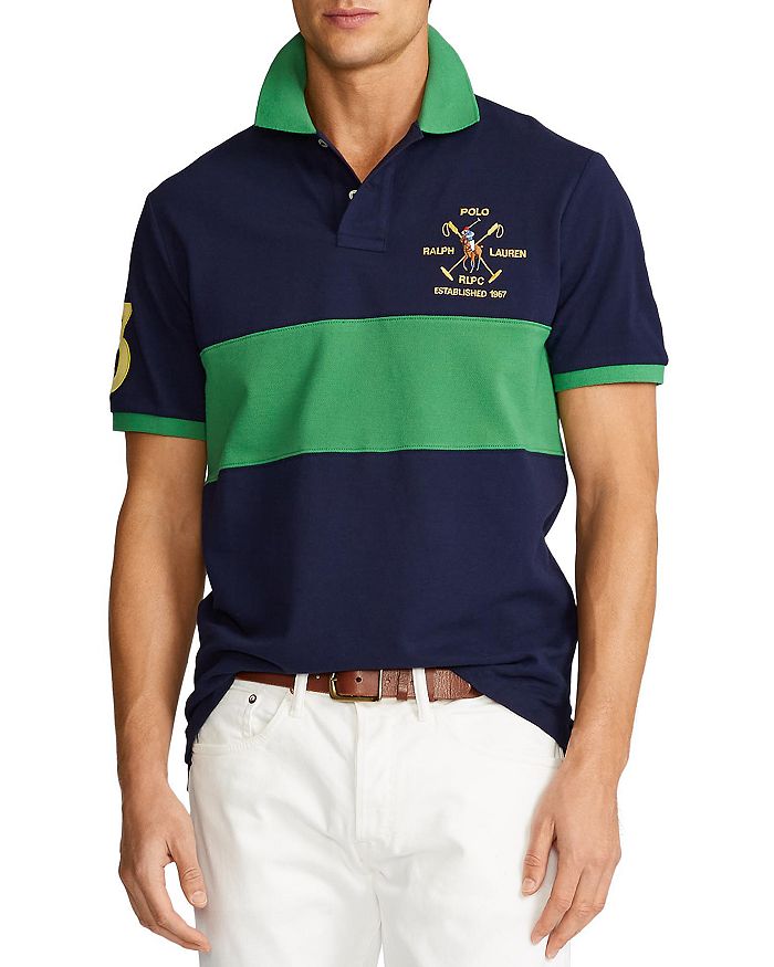 Polo Ralph Lauren Color Block Custom Slim Fit Polo Shirt In Navy 