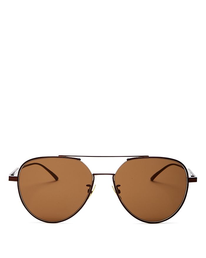 Bottega Veneta Women's Brow Bar Aviator Sunglasses, 57mm In Brown/brown Solid