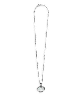 Sterling Silver Maya Mother of Pearl Inlay Heart Pendant Necklace, 16-18"