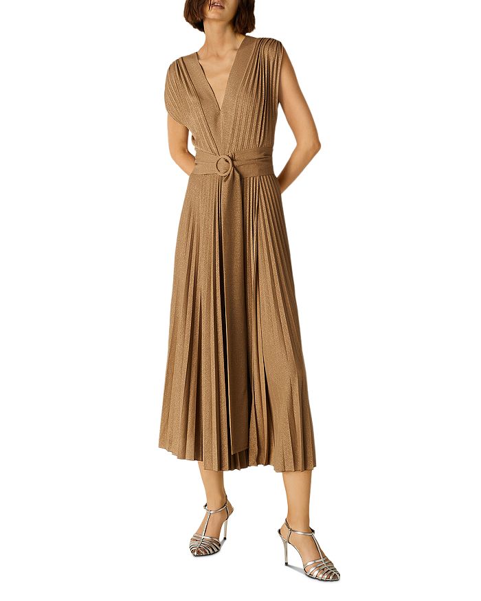 Marella Arnica Metallic Jersey Pleated Dress Bloomingdale s