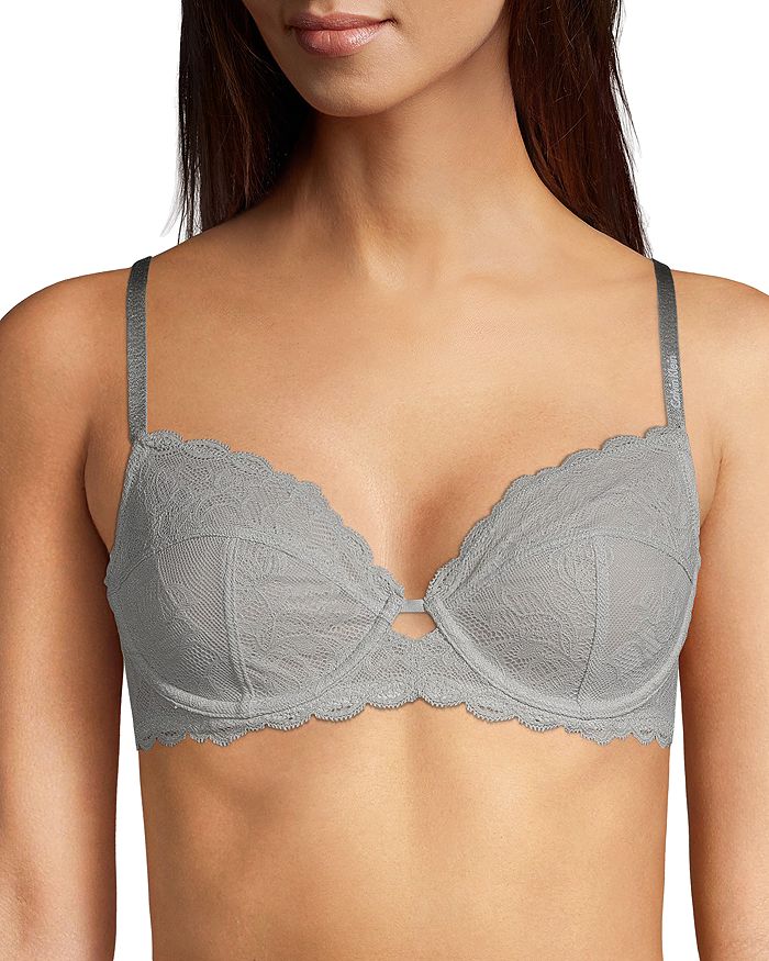 Calvin Klein Seductive Comfort With Lace Full Coverage Bra Qf1741 In Space Blue