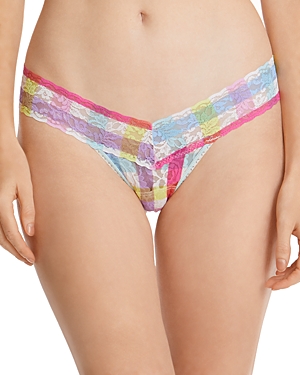 Hanky Panky Low-rise Printed Lace Thong In Cheery Check