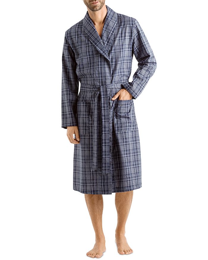HANRO YANIS COTTON CHECK dressing gown,75034