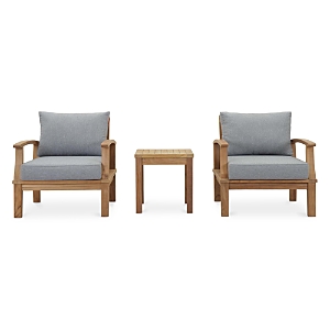 Modway Marina 3 Piece Outdoor Patio Teak Set In Natural Gray