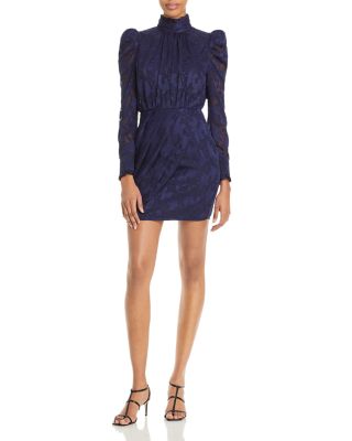 AQUA Puff Sleeve Turtleneck Cocktail 