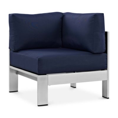 Modway Shore Outdoor Patio Sofa Corner In Silver Navy