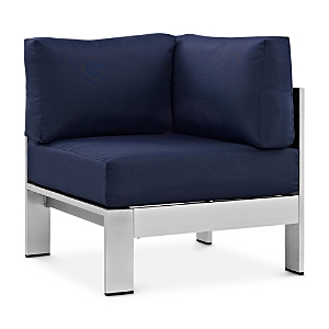 Modway Shore Outdoor Patio Sofa Corner In Silver Navy