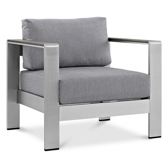 Modway Shore 3 Piece Outdoor Patio Set In Silver Gray