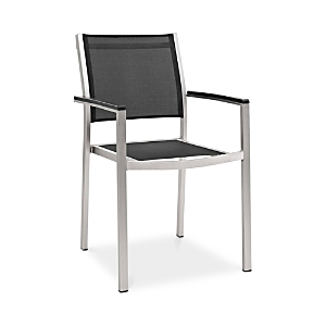Modway Shore Outdoor Patio Mesh Dining Armchair In Silver Black