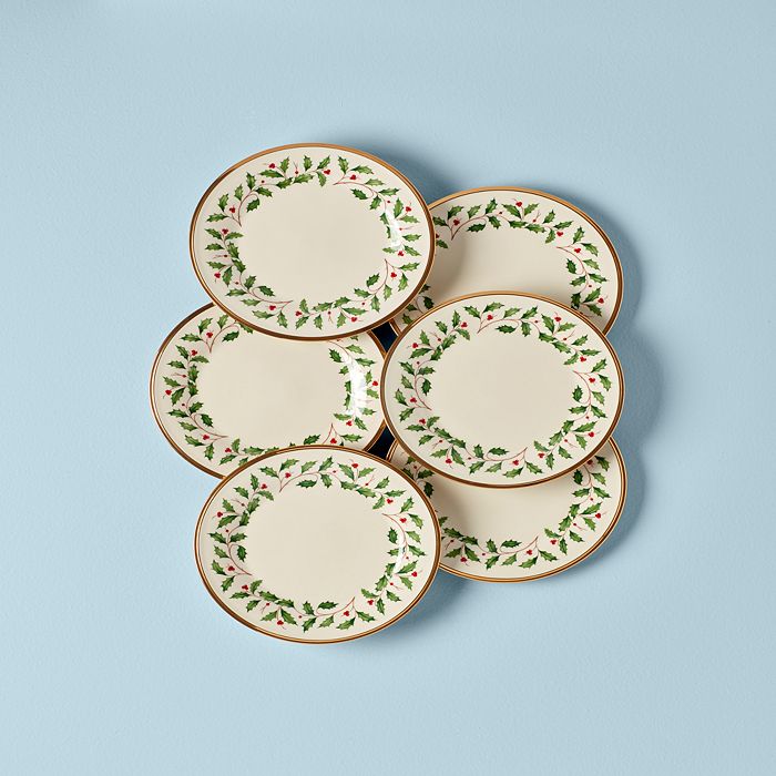 Lenox Holiday Salad Plate, Set Of 6 In Ivory