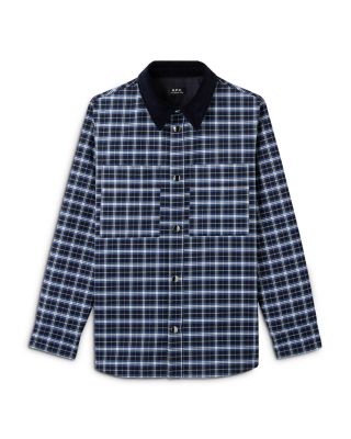 A.P.C. checked button-up coat - Blue