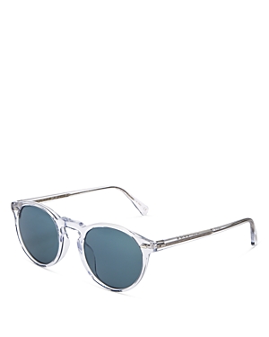 Shop Oliver Peoples Gregory Peck Round Sunglasses, 50mm In Clear/blue Solid