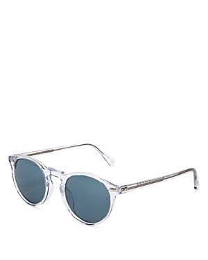 Oliver Peoples Gregory Peck Round Sunglasses, 50mm In Clear/blue Solid