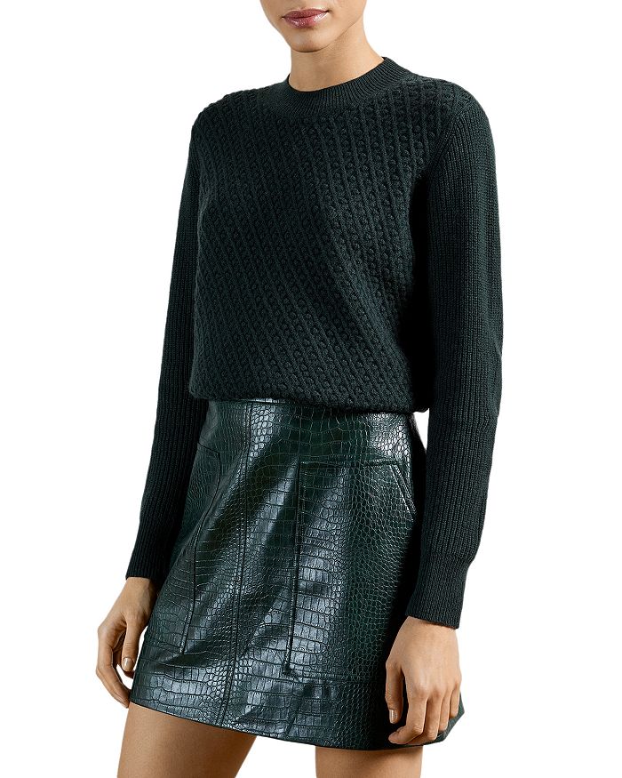 Ted Baker Mixed Stitch Sweater In Dark Green