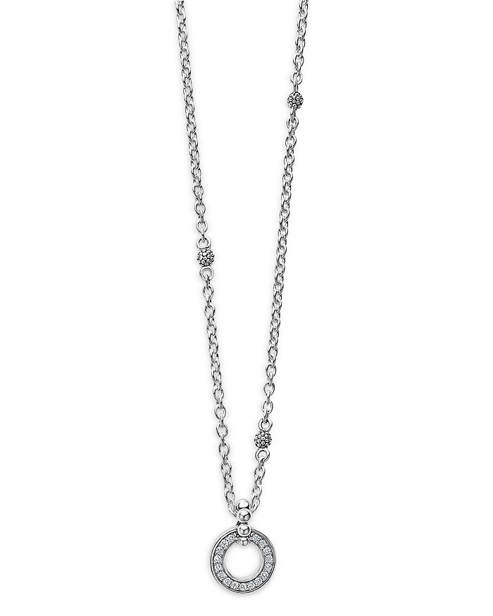 Shop Lagos Sterling Silver Caviar Spark Diamond Pendant Necklace, 18