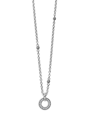 Lagos Sterling Silver Caviar Spark Diamond Pendant Necklace, 18