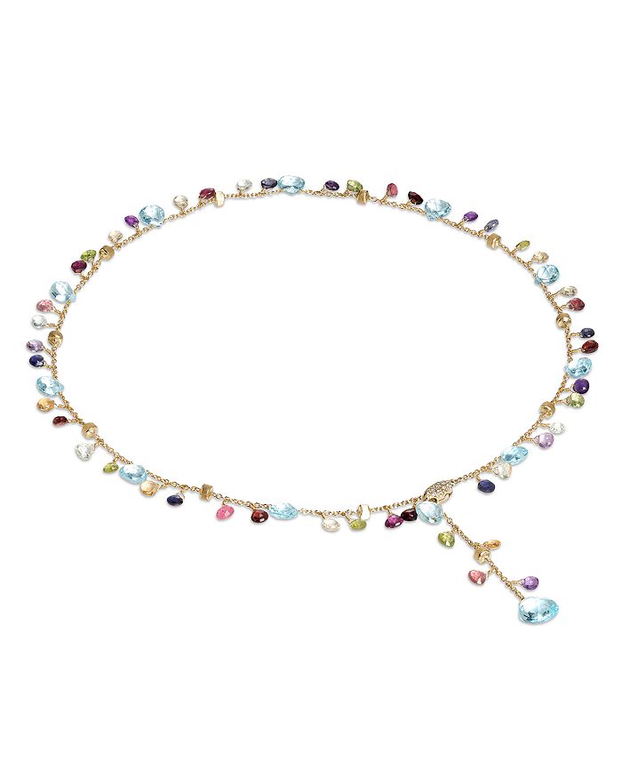 Shop Marco Bicego 18k Yellow Gold Paradise Diamond And Mixed Gemstone Lariat Necklace, 17 In Multi