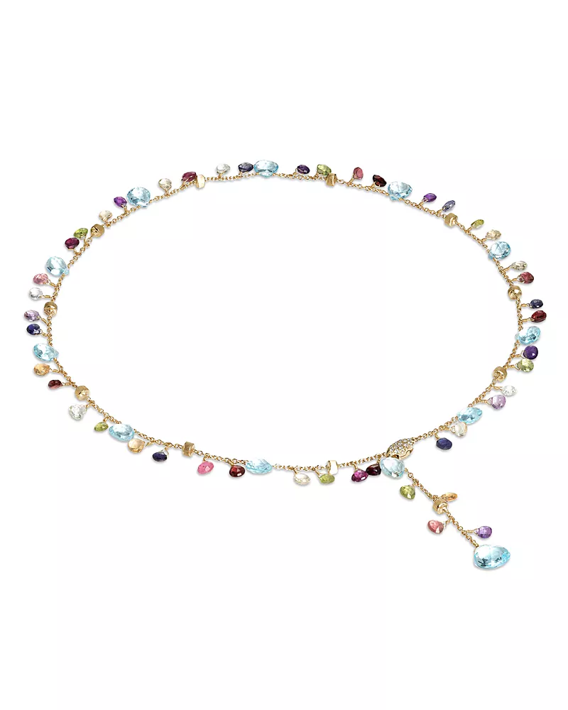 Marco Bicego 18K Yellow Gold Paradise Diamond and Mixed Gemstone Lariat Necklace, 17