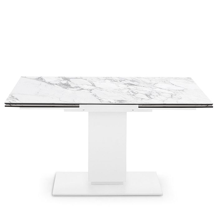 Calligaris Echo Extendable Dining Table In Matte Optic White/white Marble