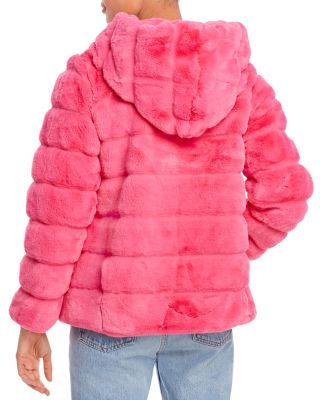 pink fur jacket with hood