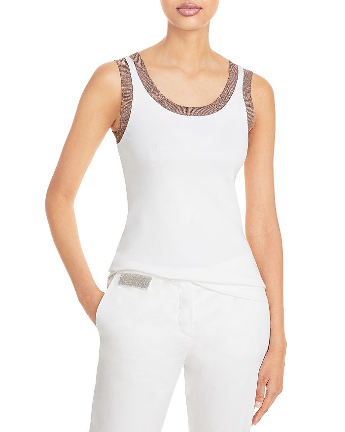 Fabiana Filippi White Top Featuring Bronze Lame Edges In White