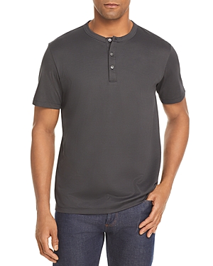 Theory Essential Striped Short Sleeve Henley - 100% Exclusive In Black/dark Gray