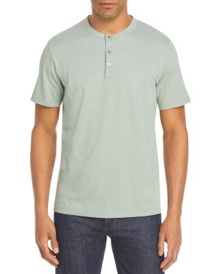 Theory Essential Striped Short Sleeve Henley - 100% Exclusive In Steel Green/plush