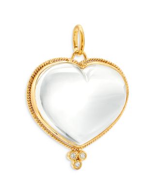 Temple St. Clair 18K Yellow Gold Rock Crystal & Diamond Heart Pendant