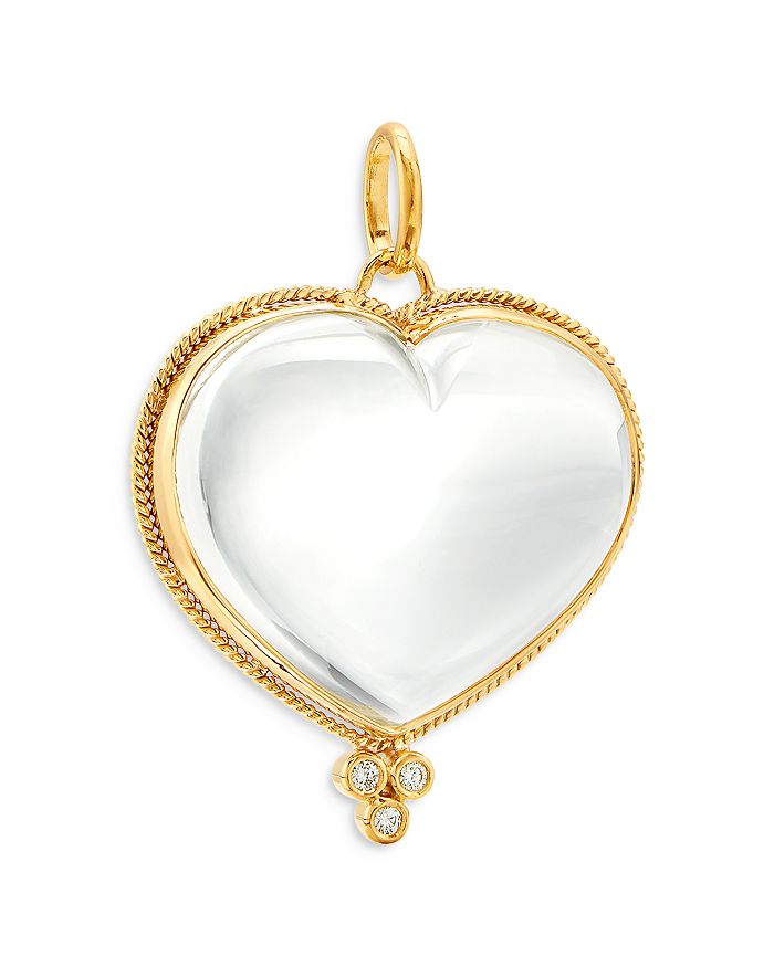 Shop Temple St Clair 18k Yellow Gold Rock Crystal & Diamond Heart Pendant